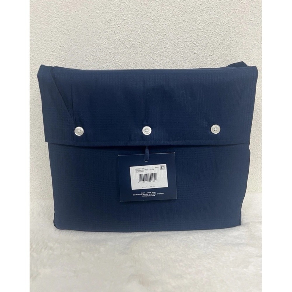 Ralph Lauren Organic Cotton Lovan Jacquard Navy King‎ Extra Deep Fitted Sheet